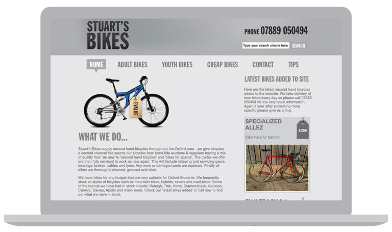 Stuart’s Bikes brochure website